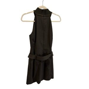Gianni Bini Brown Sleeveless Mock Neck Belted Mini Dress Size 2 Halter Shift